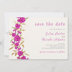 Save The Date Trumpet sauvage violet Vin Fleur Jardin Mariage
