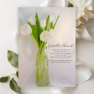 Save The Date Tulipe blanche en bouteille Mariage printemps Enre