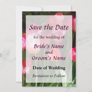 Save The Date Tulipes roses dans le jardin, Sauvegarder la date