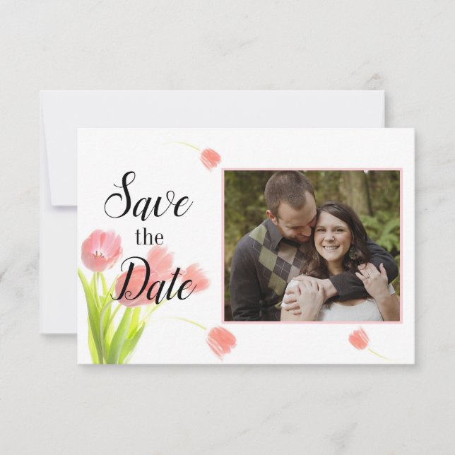 Save The Date Tulipes roses tendres (Devant)
