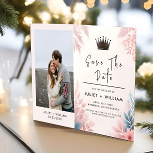 Save The Date Tulle Regal Royal Glam Blush Mariage rose