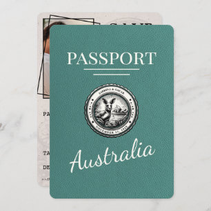 Save The Date Turquoise Australie Passeport Enregistrer La Date