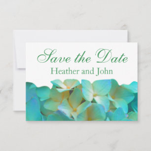 Save The Date Turquoise bleu jaune rose hydrangée fleurs florale