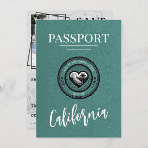 Save The Date Turquoise California Passport Enregistrer La Date