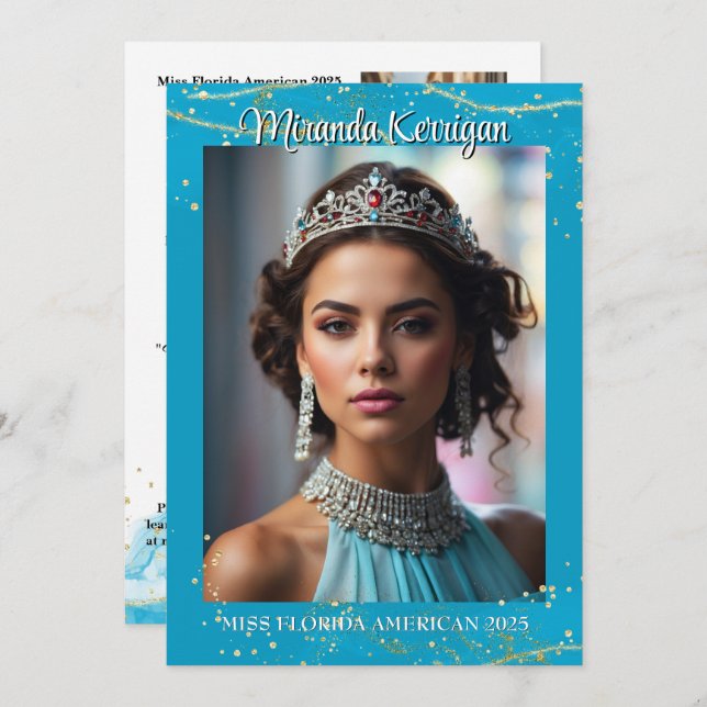 Save The Date Turquoise Dream Pageant Autograph Card QR Code (Devant / Derrière)