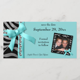 Save The Date Turquoise Et Argent Zebra Gems Enregistrer La Cart