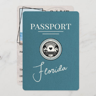 Save The Date Turquoise Florida Passeport Enregistrer La Date