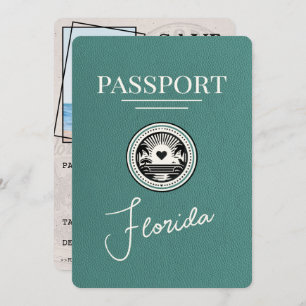 Save The Date Turquoise Florida Passeport Enregistrer La Date