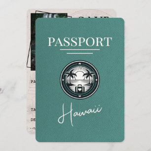 Save The Date Turquoise Hawaii Passeport Enregistrer La Date