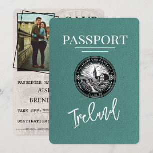 Save The Date Turquoise Irlande Passeport Enregistrer La Date