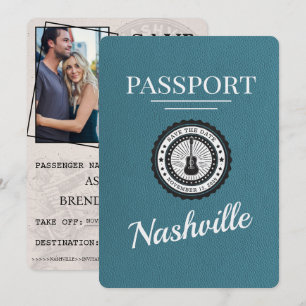 Save The Date Turquoise Nashville Passport Enregistrer La Date