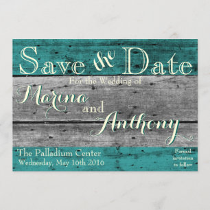 Save The Date Turquoise Rustic Splash Enregistrer la date No.6