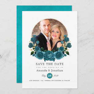 Save The Date Turquoise - Turquoise et or Floral Mariage Photo