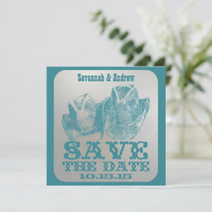 Save The Date Turquoise Western Cowboy Cowgirl Wedding Enregistr
