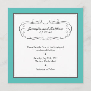 Save The Date Tuxedo Enregistrer la date - Turquoise et Grey