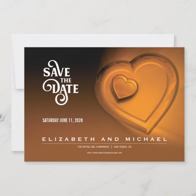 Save The Date Two Hearts Beating As One - Gold (Version 5) (Devant)