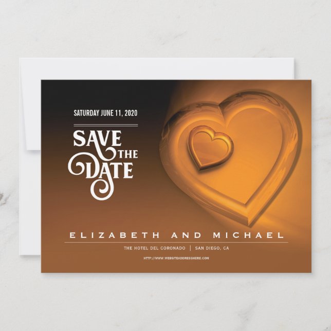 Save The Date Two Hearts Beating As One - Gold - (Version 6) (Devant)