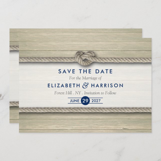 Save The Date Tying The Knot Rustic Beach Wedding Enregistrer La (Devant / Derrière)