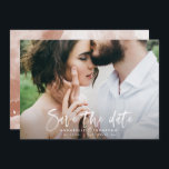 Save The Date Type de script d'aquarelle moderne mariage simple<br><div class="desc">Style d'aquarelle moderne typographie mariage enregistrer la date faire-part carte photo. Design moderne sur la tendance de la rouille en terre cuite.</div>