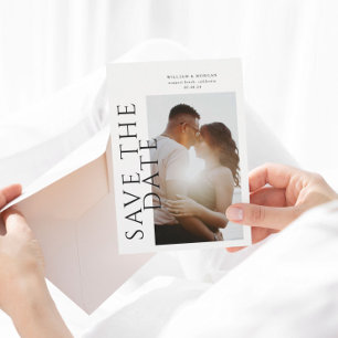 Save The Date Type Vertical Gras Mariage Photo Moderne Enregistr