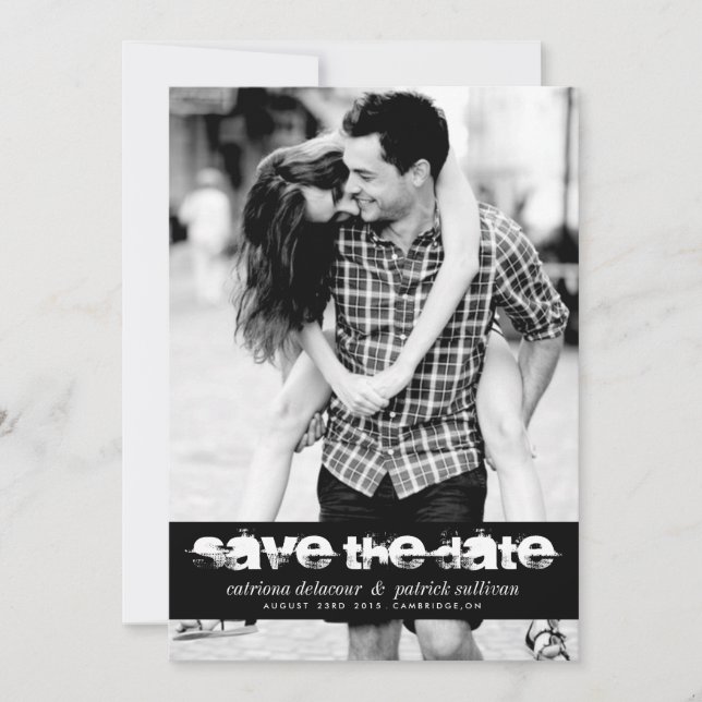SAVE THE DATE TYPO GRUNGE ÉCONOMISEZ LA DATE ANNONCE PHOTO (Devant)