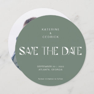Save The Date Typographie Art déco moderne Sage circulaire circu
