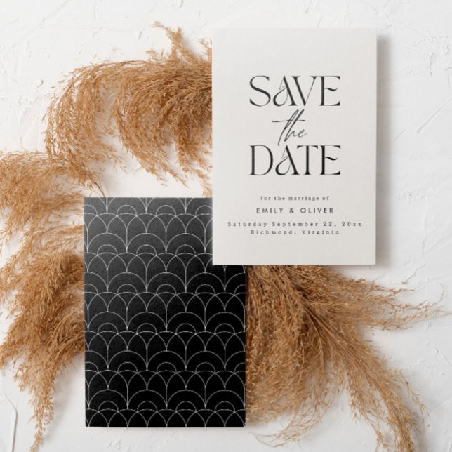 Save The Date Typographie audacieuse moderne mariage crème noir  (Créateur téléchargé)