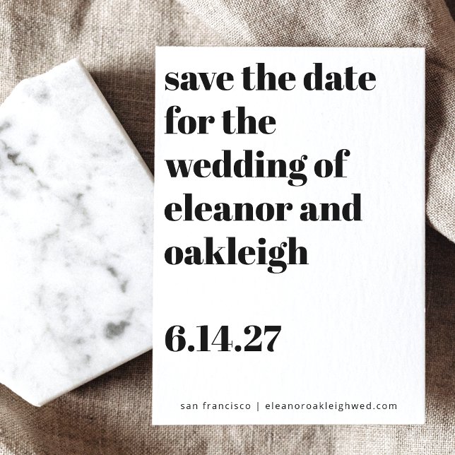 Save The Date Typographie audacieuse Noir et blanc Mariage moder (Créateur téléchargé)