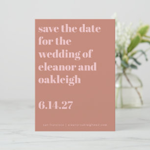Save The Date Typographie audacieuse Terracotta Blush Mariage mo