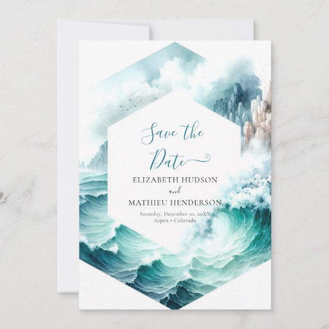 Save The Date Typographie Beau Mariage nautique (Devant)