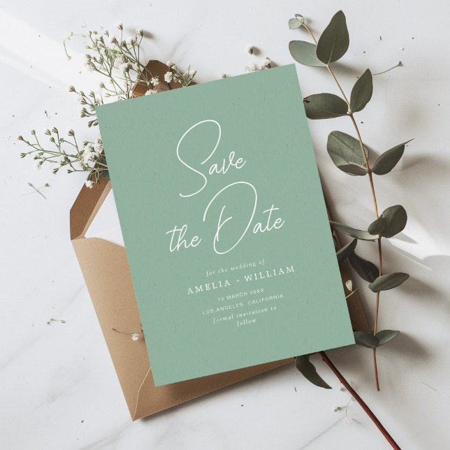 Save The Date typographie blanche lettrage mariage sage (Créateur téléchargé)