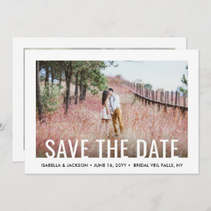 Save The Date Typographie blanche moderne superposer deux Mariag