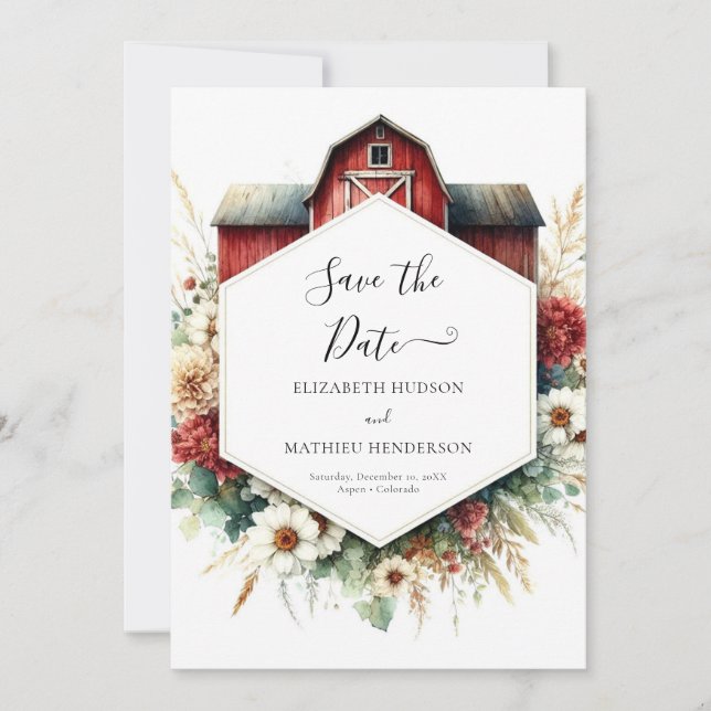 Save The Date Typographie Boho Barnyard Mariage (Devant)
