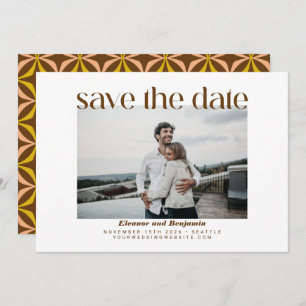 Save The Date Typographie Brown moderne Yellow Mariage Photo