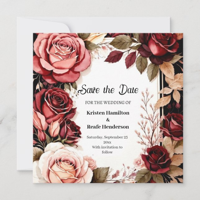 Save The Date Typographie Chic Bourgogne (Devant)