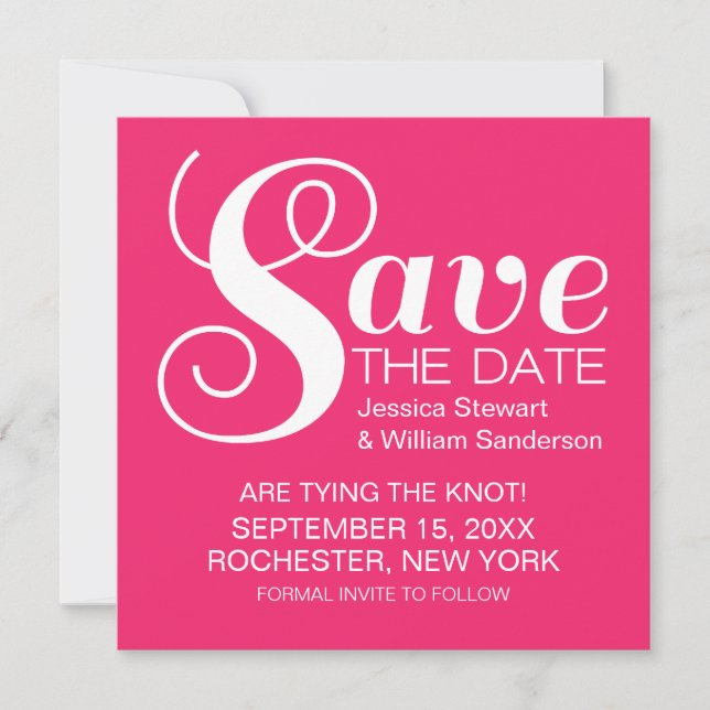 Save The Date Typographie chic Enregistrer l'Invitation de date, (Devant)