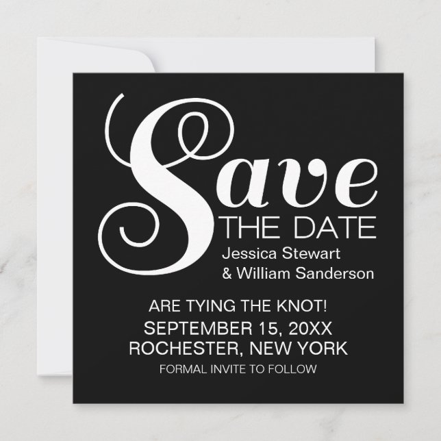 Save The Date Typographie chic Enregistrer l'Invitation de date, (Devant)