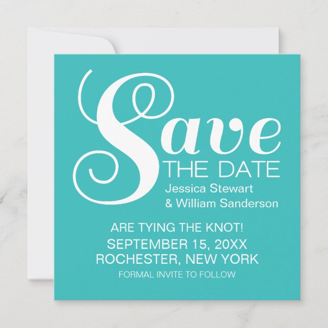 Save The Date Typographie chic Enregistrer l'Invitation de date, (Devant)
