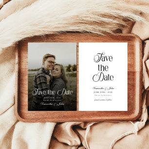 Save The Date Typographie Chic Moderne Photo Noir et Blanc