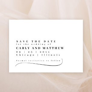 Save The Date Typographie Chic Noir Blanc Enregistrer La Date