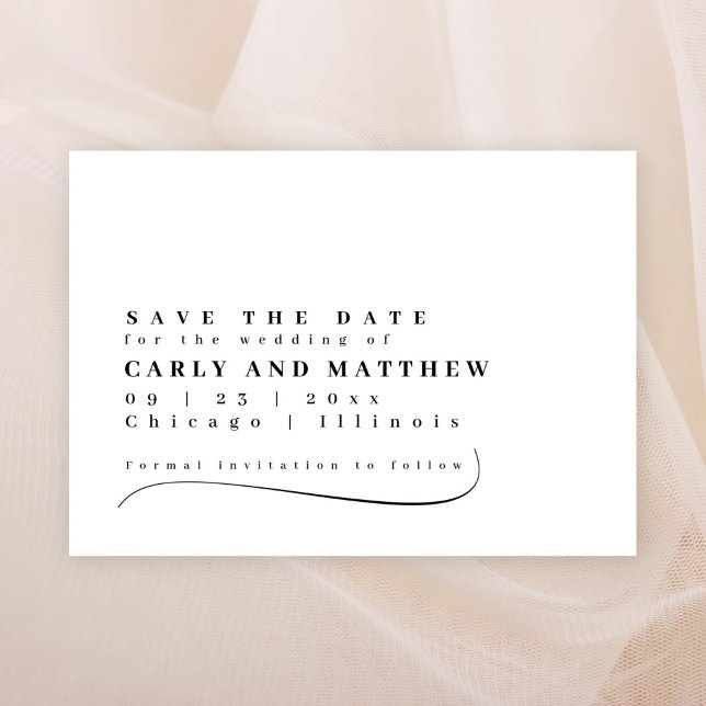 Save The Date Typographie Chic Noir Blanc Enregistrer La Date (Créateur téléchargé)