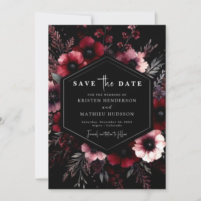 Save The Date Typographie classique Mariage de Bourgogne (Devant)
