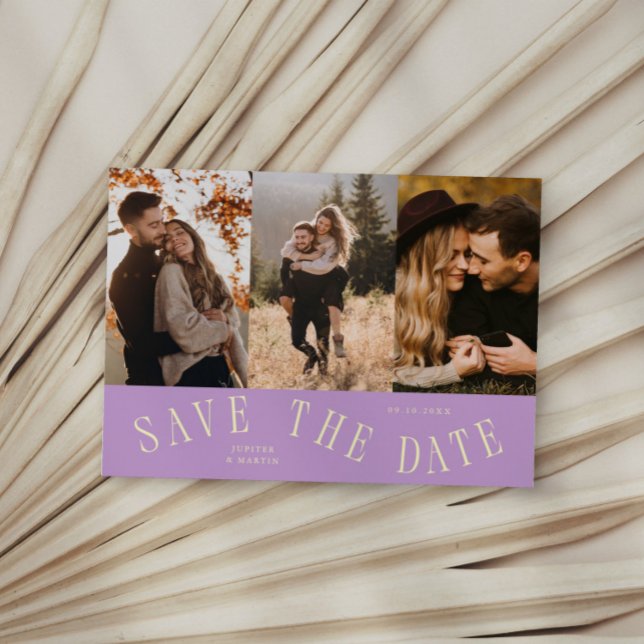 Save The Date Typographie Courbe Multi Photo Wisteria (Créateur téléchargé)
