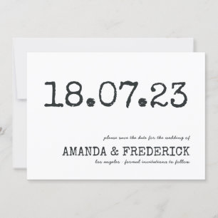 Save The Date Typographie de machine à écrire moderne Mariage En