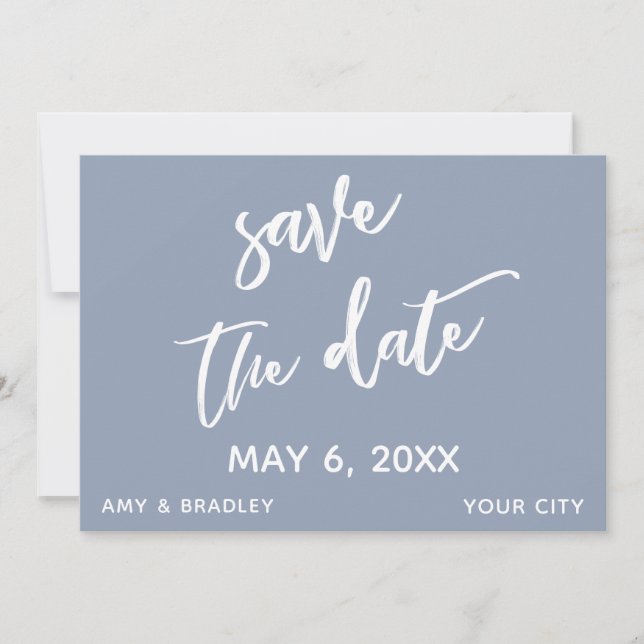 Save The Date Typographie de mariage bleu poussiéreux écriture d (Devant)