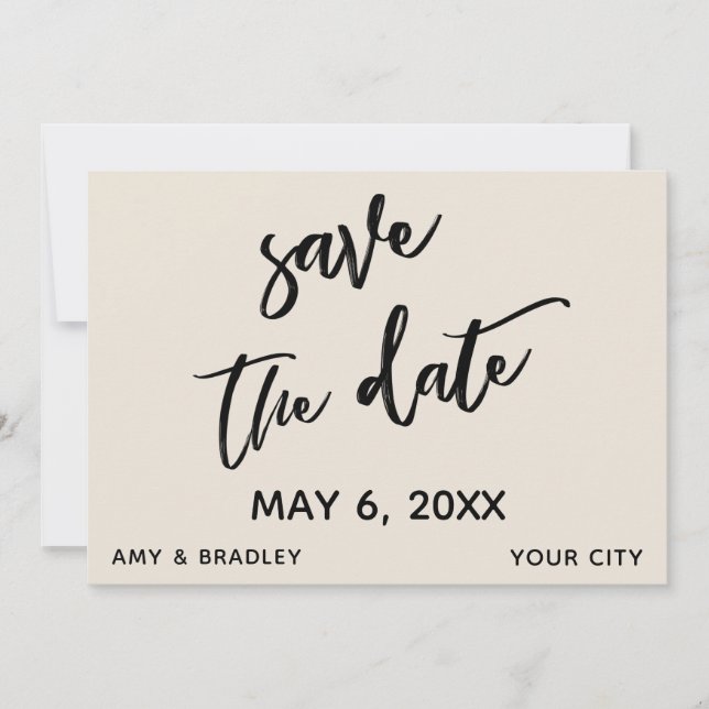 Save The Date Typographie de mariage crème écriture décontractée (Devant)