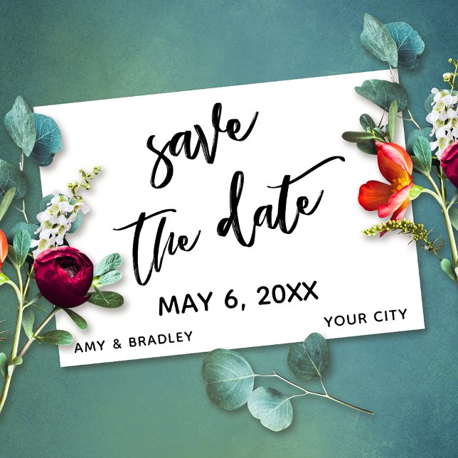 Save The Date Typographie de mariage noir et blanc écriture déco (Créateur téléchargé)