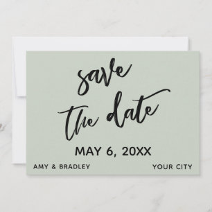 Save The Date Typographie de mariage vert sauge écriture décontr