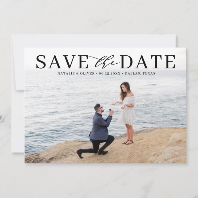 Save The Date Typographie de Mix Moderne Noir Photo Classique (Devant)