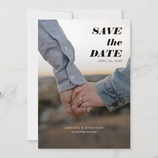 Save The Date Typographie de photo moderne (Devant)